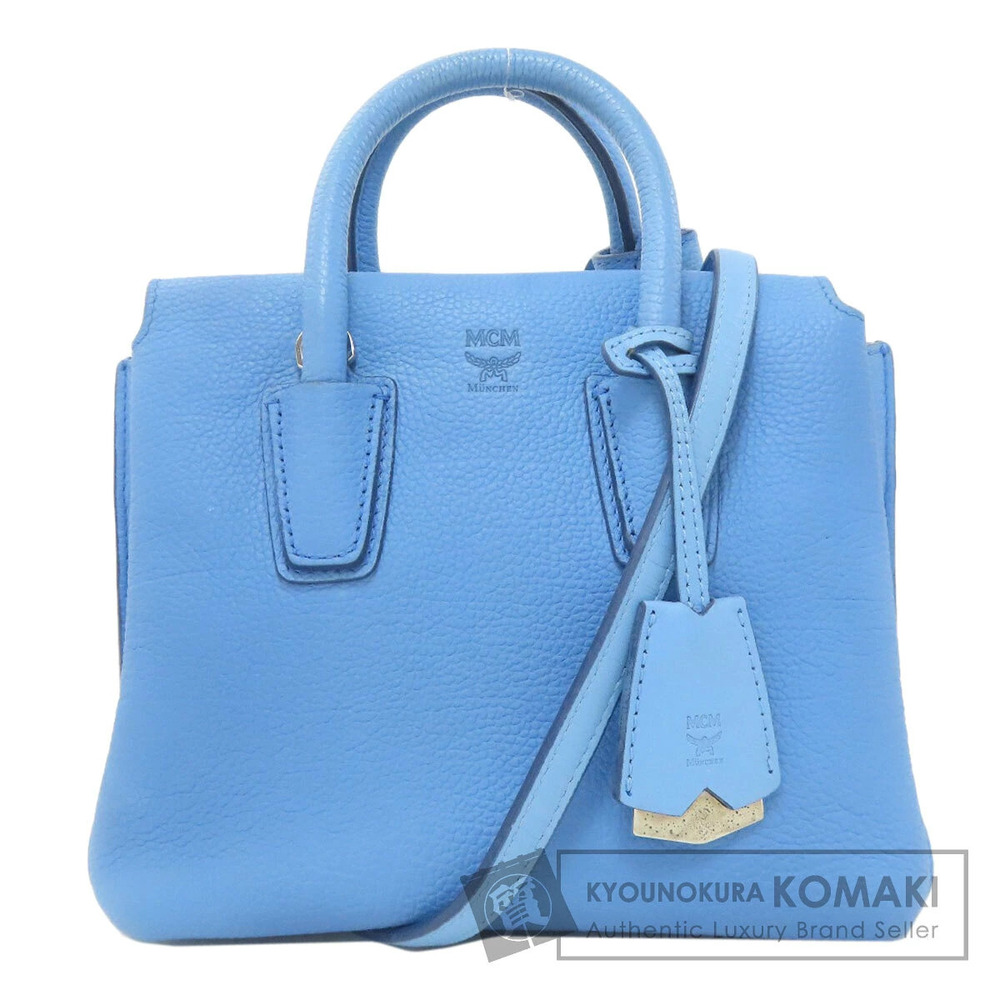 MCM Milla Mini Tote Mediterranean blue grained leather